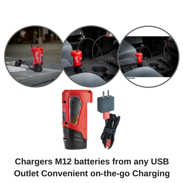 Milwaukee 12V Compact M12TC-0 Battery Charger and Power Source Cable