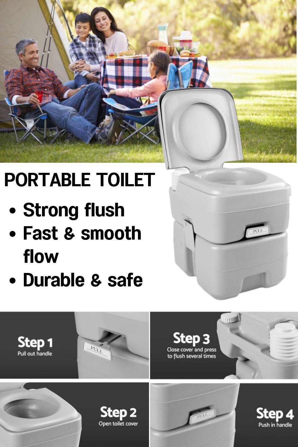 20L Portable Outdoor Camping Toilet Camp Camper Seat Porta Potty With   Camping Toilet MAIN 