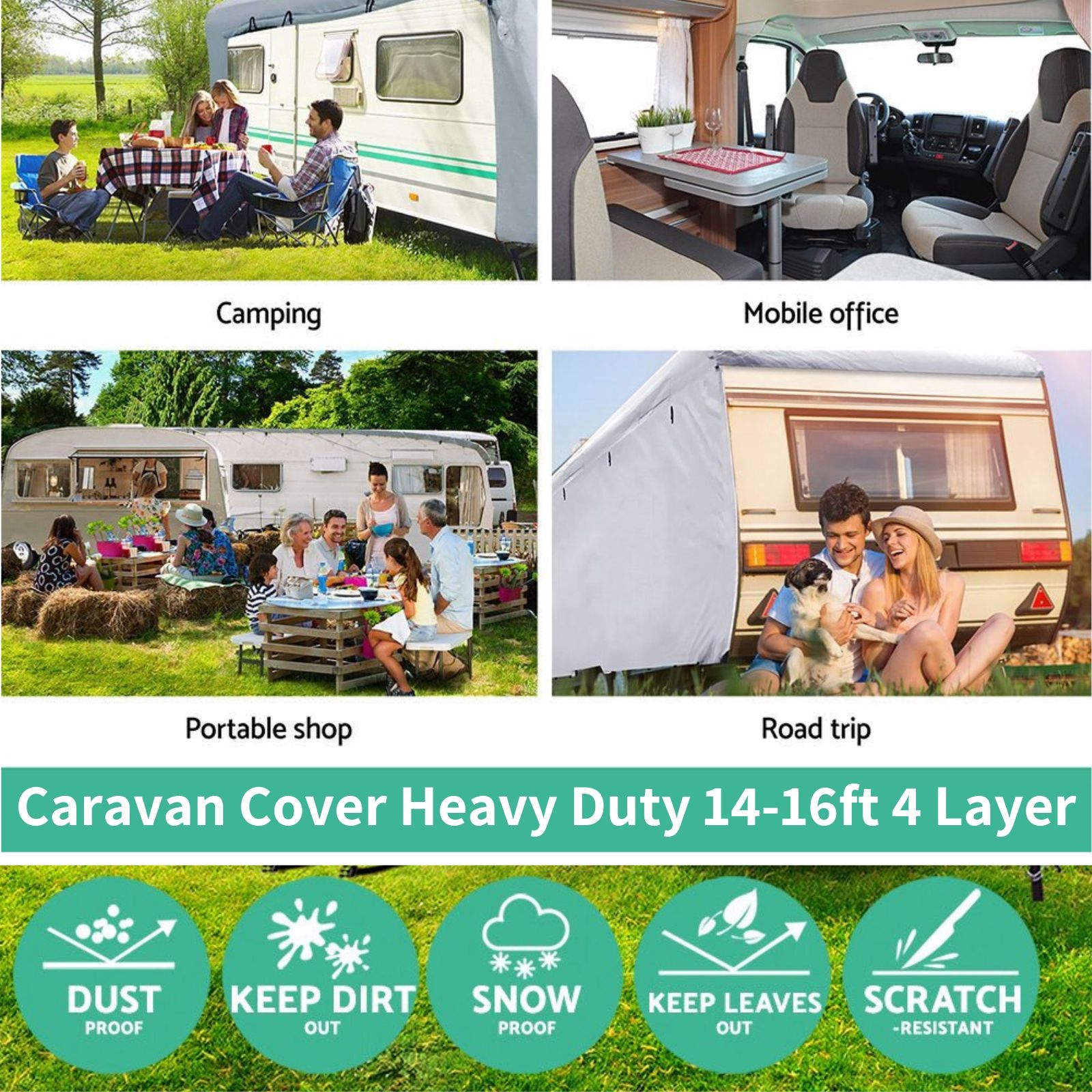 New 14FT 15FT 16FT Caravan Campervan Cover Pop Top Waterproof Heavy