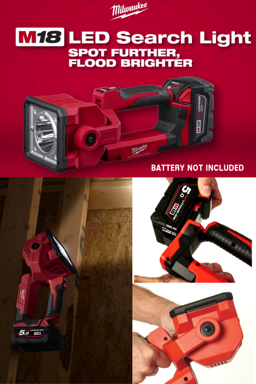 Milwaukee M18 18V LED Torch Work Light Rechargeable Flashlight