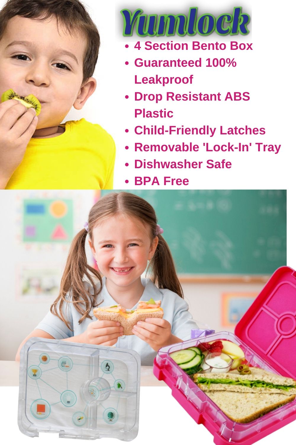 New Bento Lunch Box Kids Leakproof Food Container School Picnic By ...