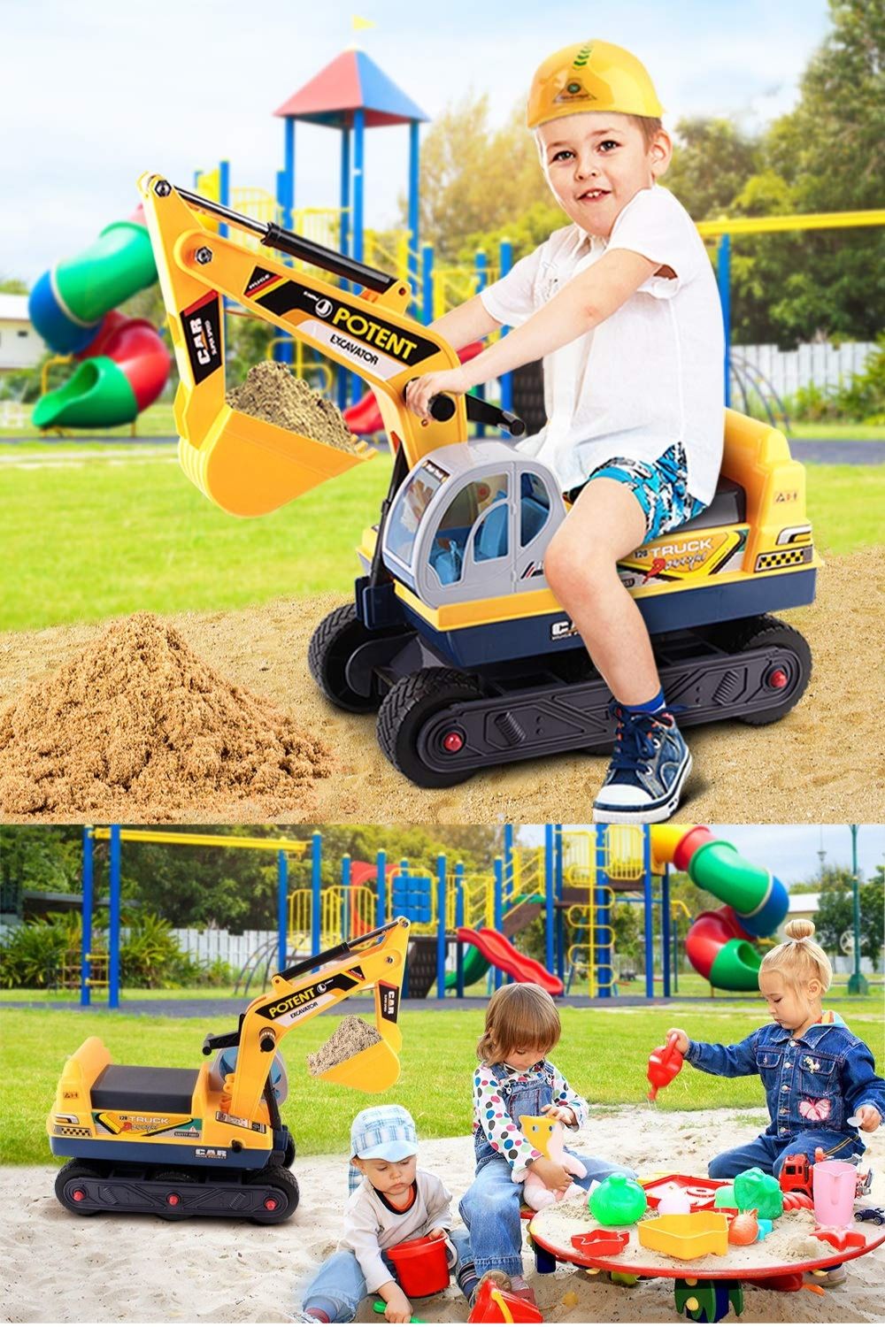 Kids Ride On Excavator Sandpit Digger Car Outdoor Beach Sand Pit ...