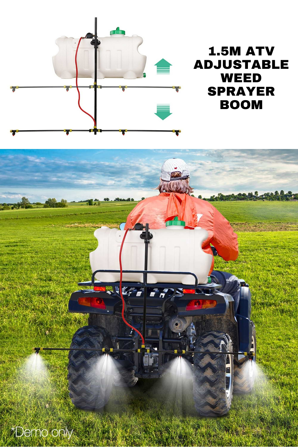 Weed Sprayer 1.5M Boom Spray ATV Trailer Adjustable Spot Wand Farm