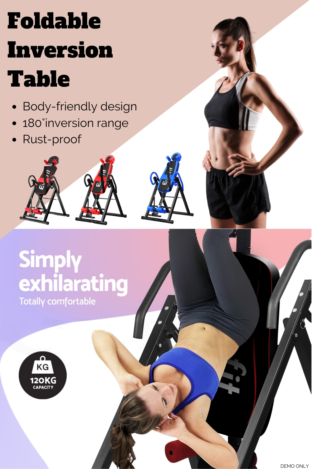 Inversion Table Gravity Stretcher Tables Foldable Back Pain Relief ...