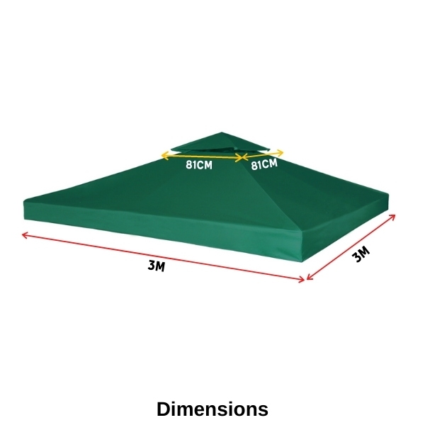 Gazebo Replacement Top Cover 310GSM 3x3m Outdoor Garden Waterproof Dark ...
