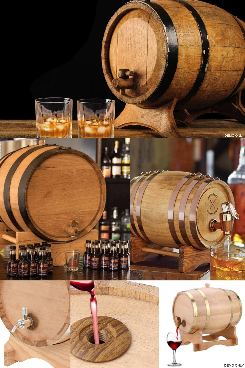 6L Wine Barrel Beer Wooden Whiskey Storage Brewing Home Brew Beverage ...