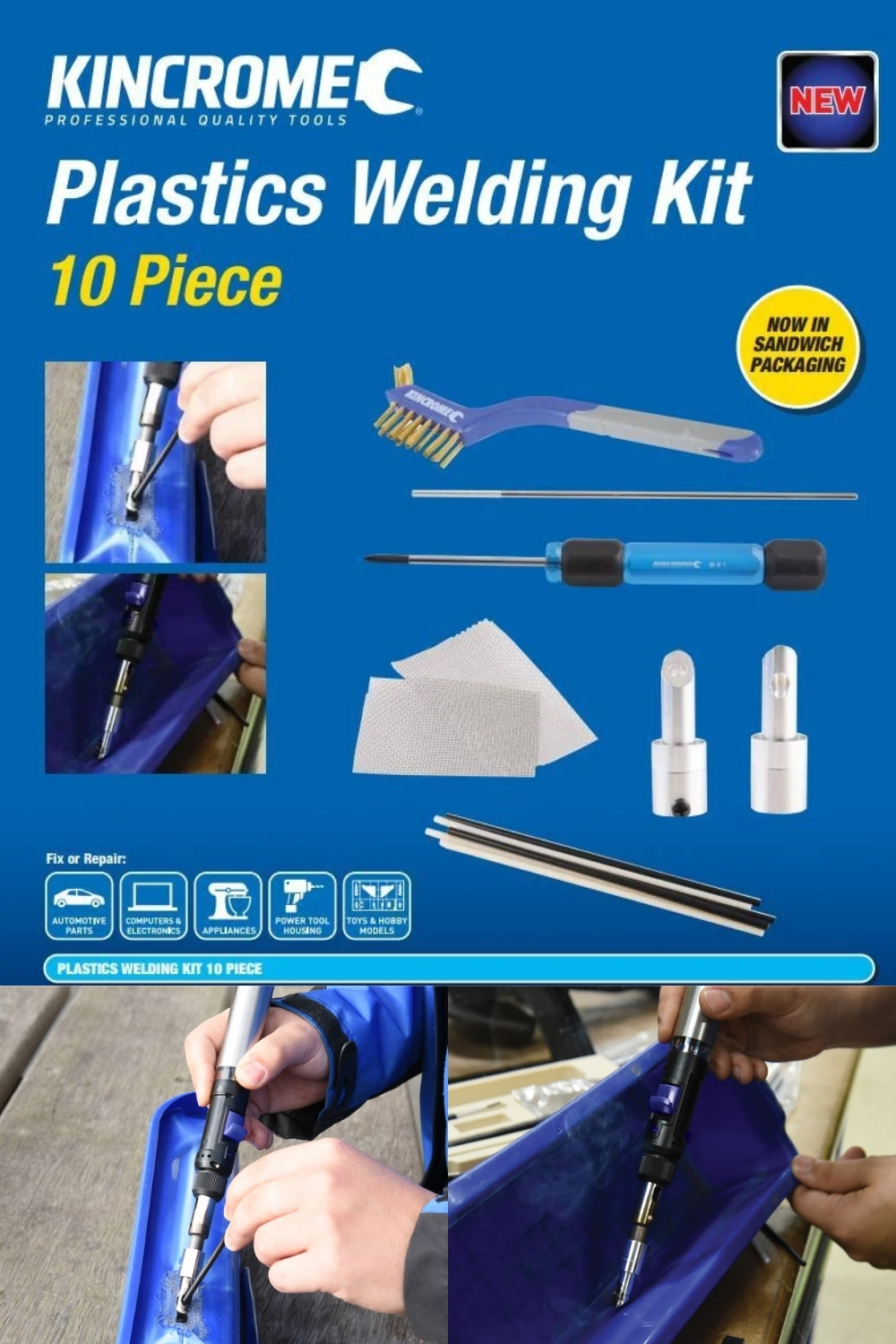 Kincrome Plastic Welding Kit Home Professional With Storage Case 10Pc